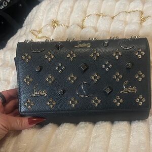 Christian Louboutin Paloma Loubinthesky Clutch – Reversed Calf Leather & Spikes